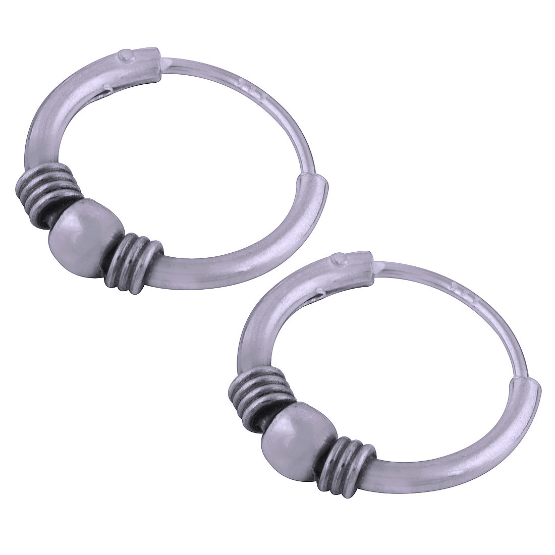 BEAUTIFUL HAND WORK PLAIN 925 STERLING SOLID SILVER BALI EARRINGS