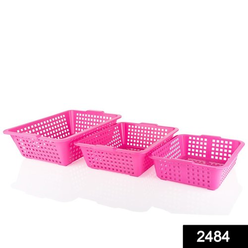Pink 2484 Plastic Multiple Size Cane Fruit Baskets