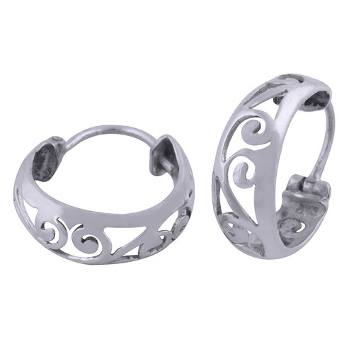 HANDCARFTED FLIGREE PLAIN 925 STERLING SOLID SILVER BALI EARRINGS