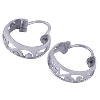 HANDCARFTED FLIGREE PLAIN 925 STERLING SOLID SILVER BALI EARRINGS