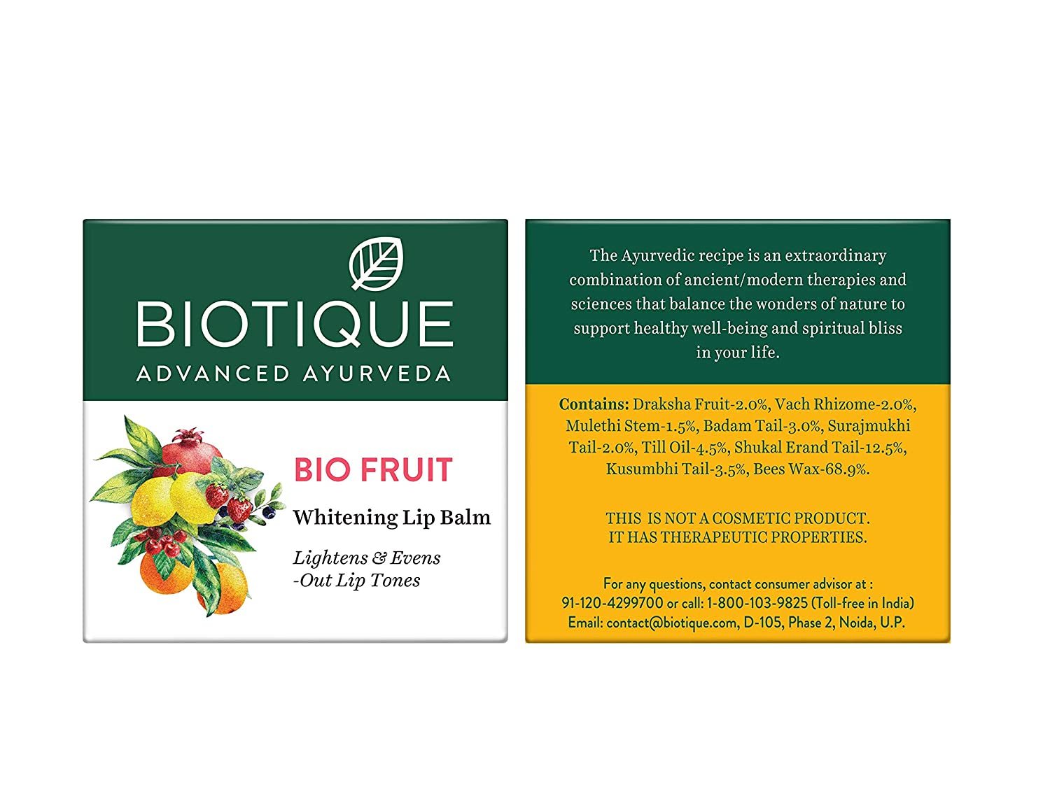 Biotique Bio Fruit Whitening Lip Balm - 12g