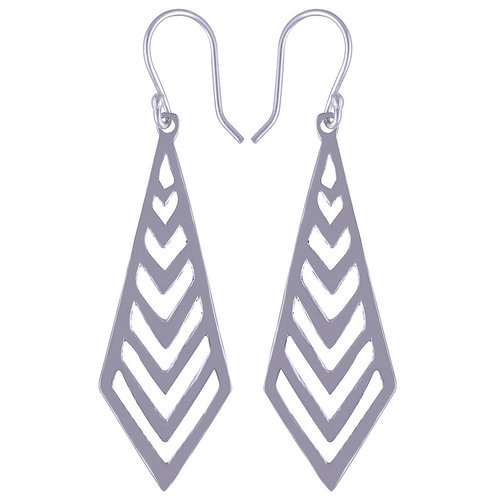 KITE SHAPE PATTERN PLAIN 925 STERLING SOLID SILVER EARRINGS