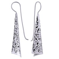 HANDCARFTED FLIGREE PLAIN 925 STERLING SOLID SILVER EARRINGS