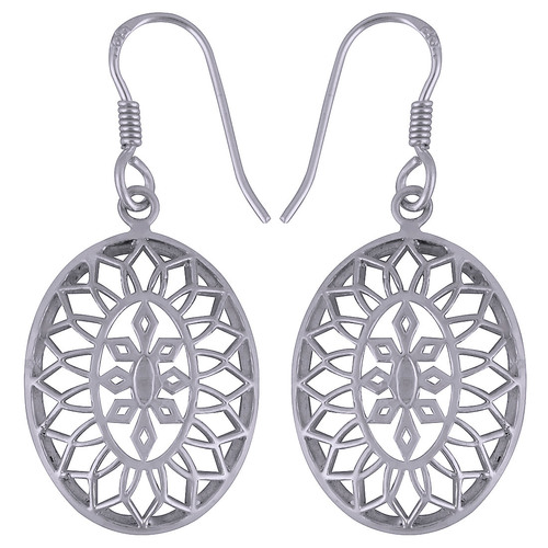 HANDCARFTED FLIGREE PLAIN 925 STERLING SOLID SILVER EARRINGS