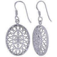HANDCARFTED FLIGREE PLAIN 925 STERLING SOLID SILVER EARRINGS