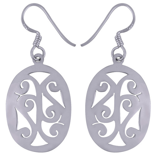 HANDCARFTED FLIGREE PLAIN 925 STERLING SOLID SILVER EARRINGS