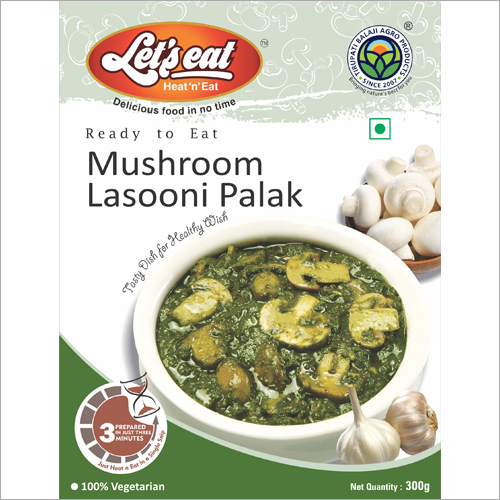 300 gm Mushroom Lasooni Palak - 300 gm, Salty and Spicy Ready to Eat Food, Well Balanced Ingredients for a Memorable Taste