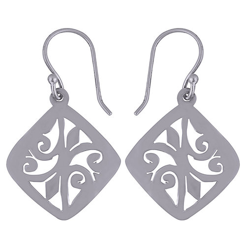 HANDCARFTED FLIGREE PLAIN 925 STERLING SOLID SILVER EARRINGS