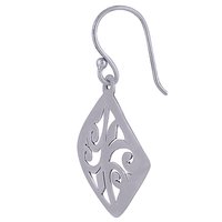HANDCARFTED FLIGREE PLAIN 925 STERLING SOLID SILVER EARRINGS