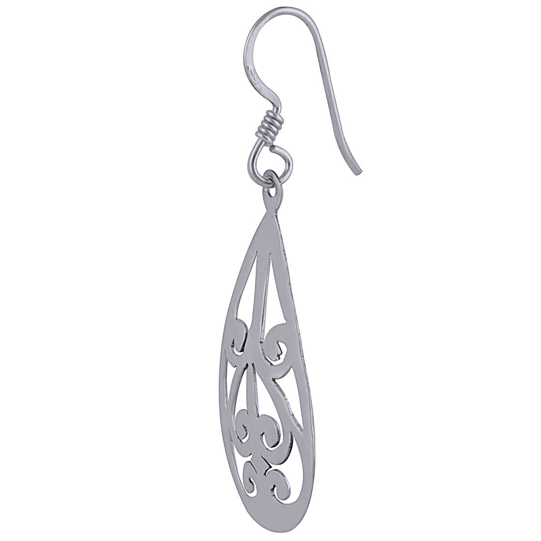 HANDCARFTED FLIGREE PLAIN 925 STERLING SOLID SILVER EARRINGS