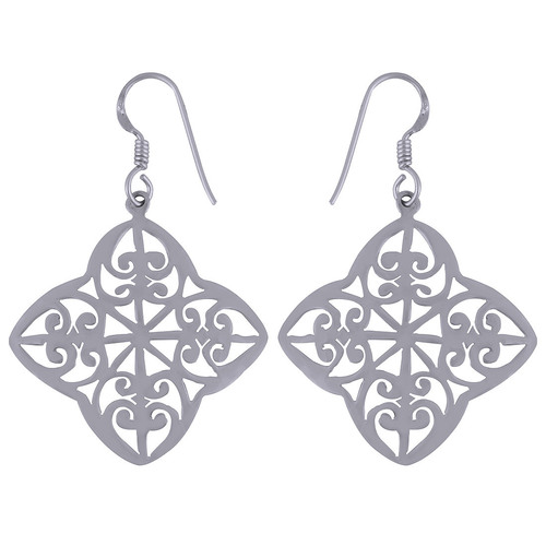 HANDCARFTED FLIGREE PLAIN 925 STERLING SOLID SILVER EARRINGS