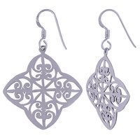 HANDCARFTED FLIGREE PLAIN 925 STERLING SOLID SILVER EARRINGS