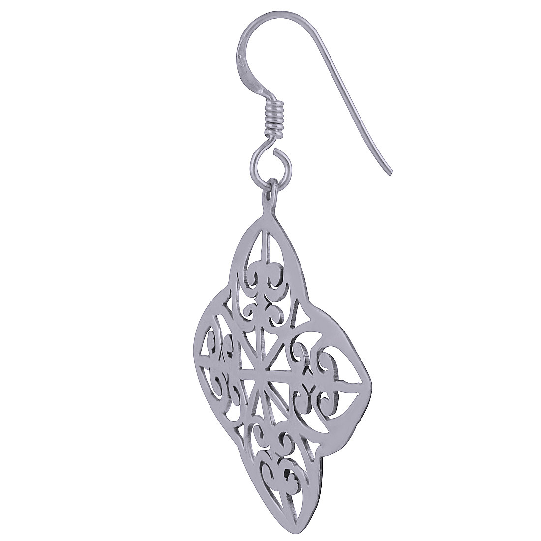 HANDCARFTED FLIGREE PLAIN 925 STERLING SOLID SILVER EARRINGS