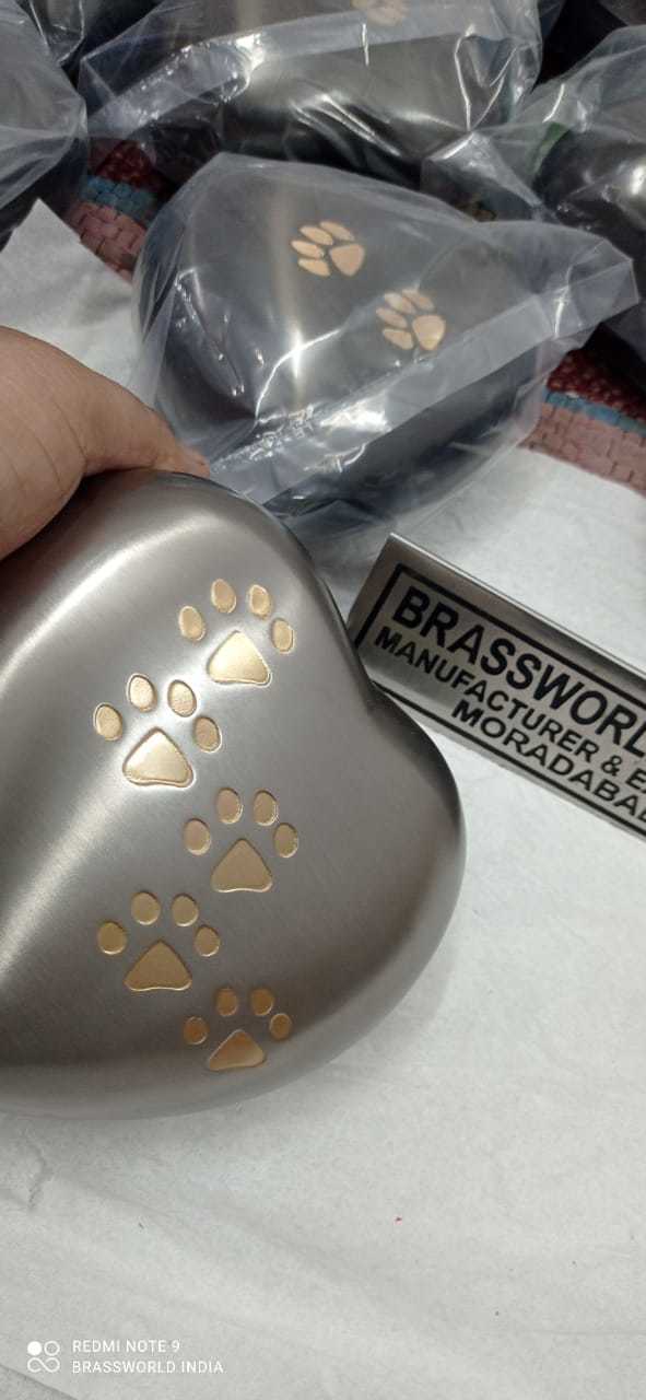 BRASS HEART CREMATION URN SILVER FUNERAL SUPPLIES