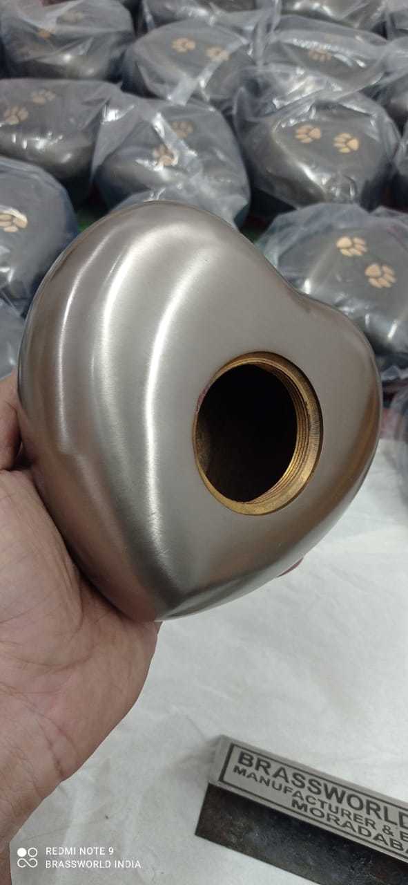 BRASS HEART CREMATION URN SILVER FUNERAL SUPPLIES