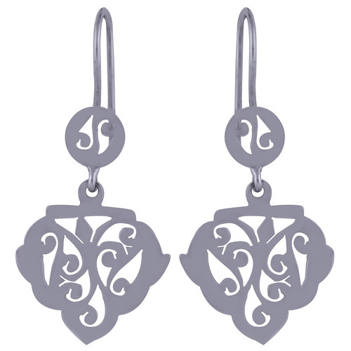 HANDCARFTED FLIGREE PLAIN 925 STERLING SOLID SILVER EARRINGS
