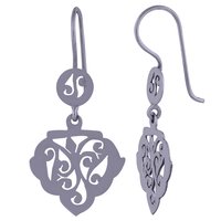 HANDCARFTED FLIGREE PLAIN 925 STERLING SOLID SILVER EARRINGS