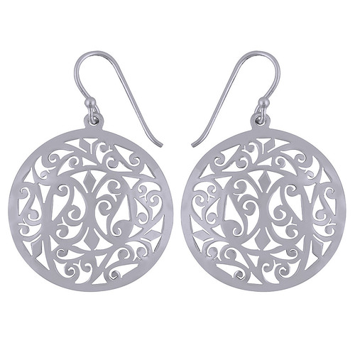 HANDCARFTED FLIGREE PLAIN 925 STERLING SOLID SILVER EARRINGS