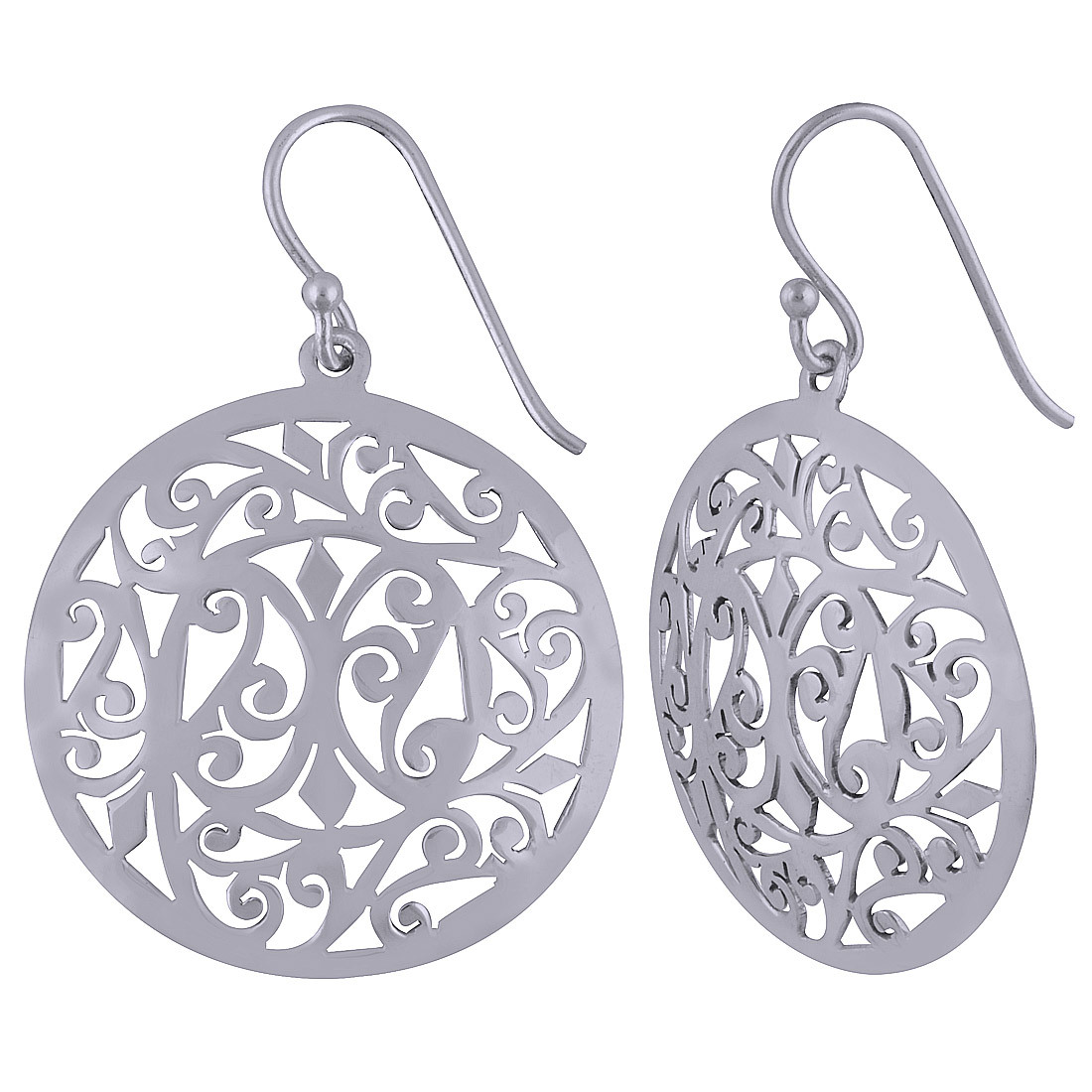 HANDCARFTED FLIGREE PLAIN 925 STERLING SOLID SILVER EARRINGS