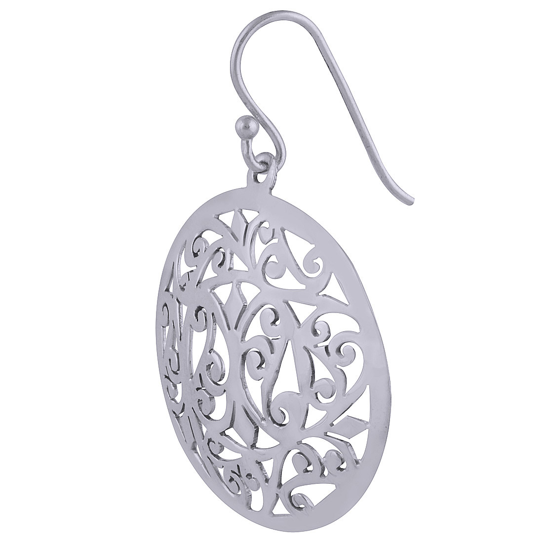 HANDCARFTED FLIGREE PLAIN 925 STERLING SOLID SILVER EARRINGS