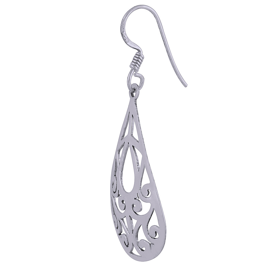 HANDCARFTED FLIGREE PLAIN 925 STERLING SOLID SILVER EARRINGS