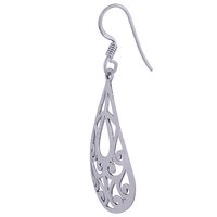 HANDCARFTED FLIGREE PLAIN 925 STERLING SOLID SILVER EARRINGS