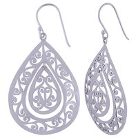 HANDCARFTED FLIGREE PLAIN 925 STERLING SOLID SILVER EARRINGS