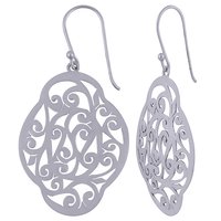 HANDCARFTED FLIGREE PLAIN 925 STERLING SOLID SILVER EARRINGS