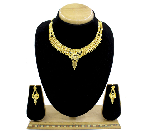 Traditional Gold Plated Forming Choker Necklace With Earring jewellery Set