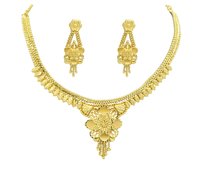 One Gram Gold Plated Forming Golden Choker Necklace/jewelry Set