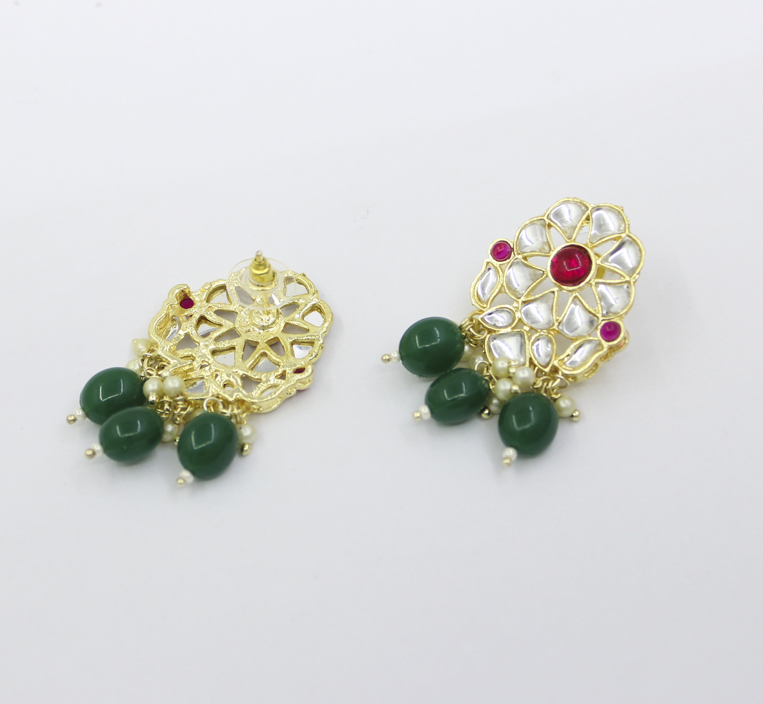 Gold Tone Kundan Pearl Choker Necklace Earring Jewellery Set