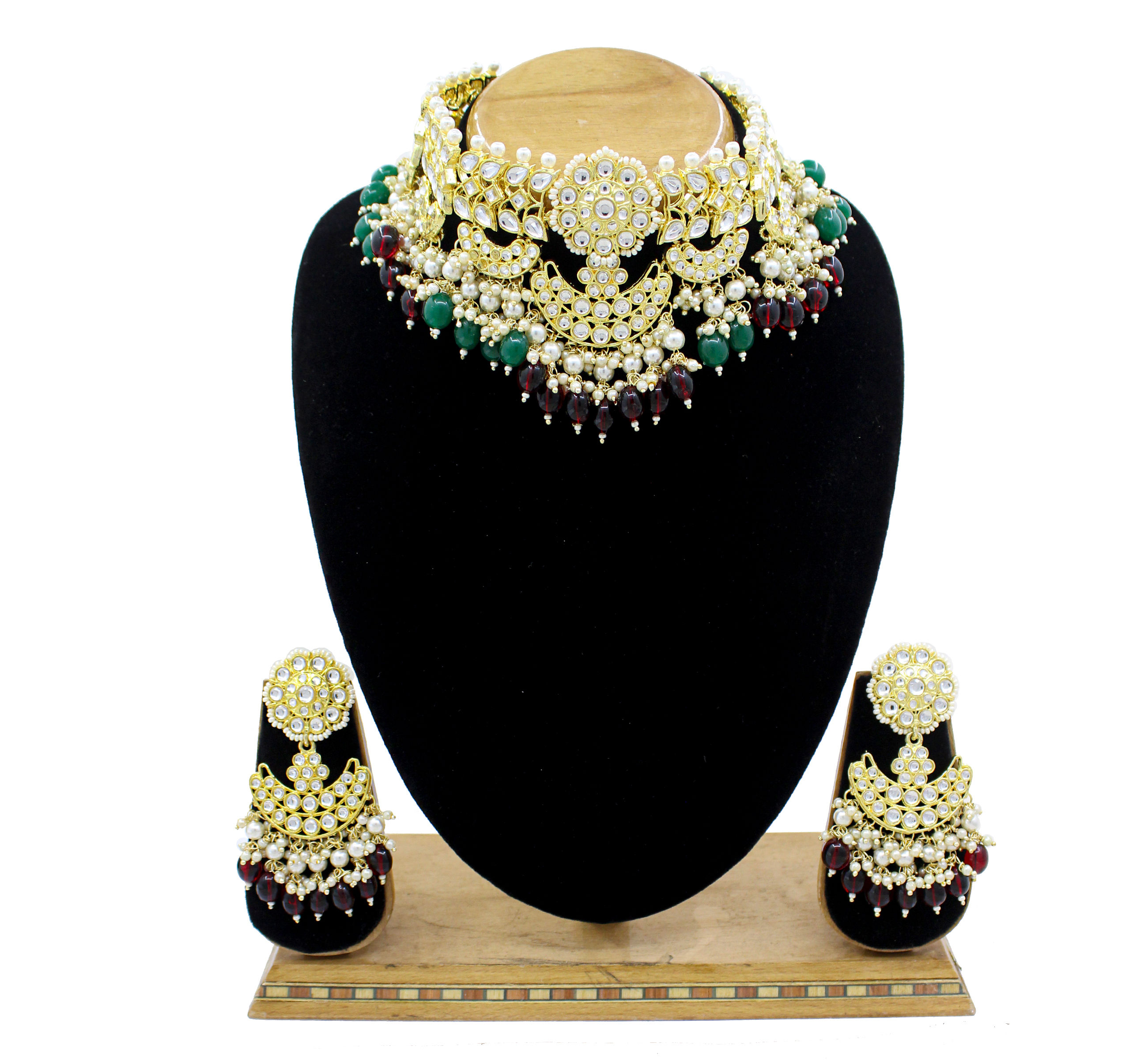 Choker Necklace Set for women & girls, Party wear multi stone & pearl  beaded Round chokar