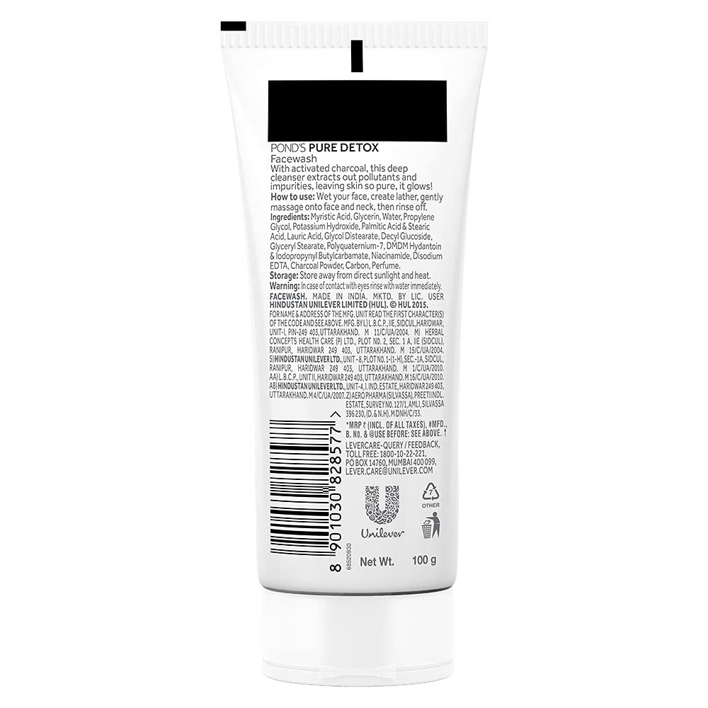 Ponds Pure Detox Anti-pollution Purity Face Wash With Activated Charcoal - 100g