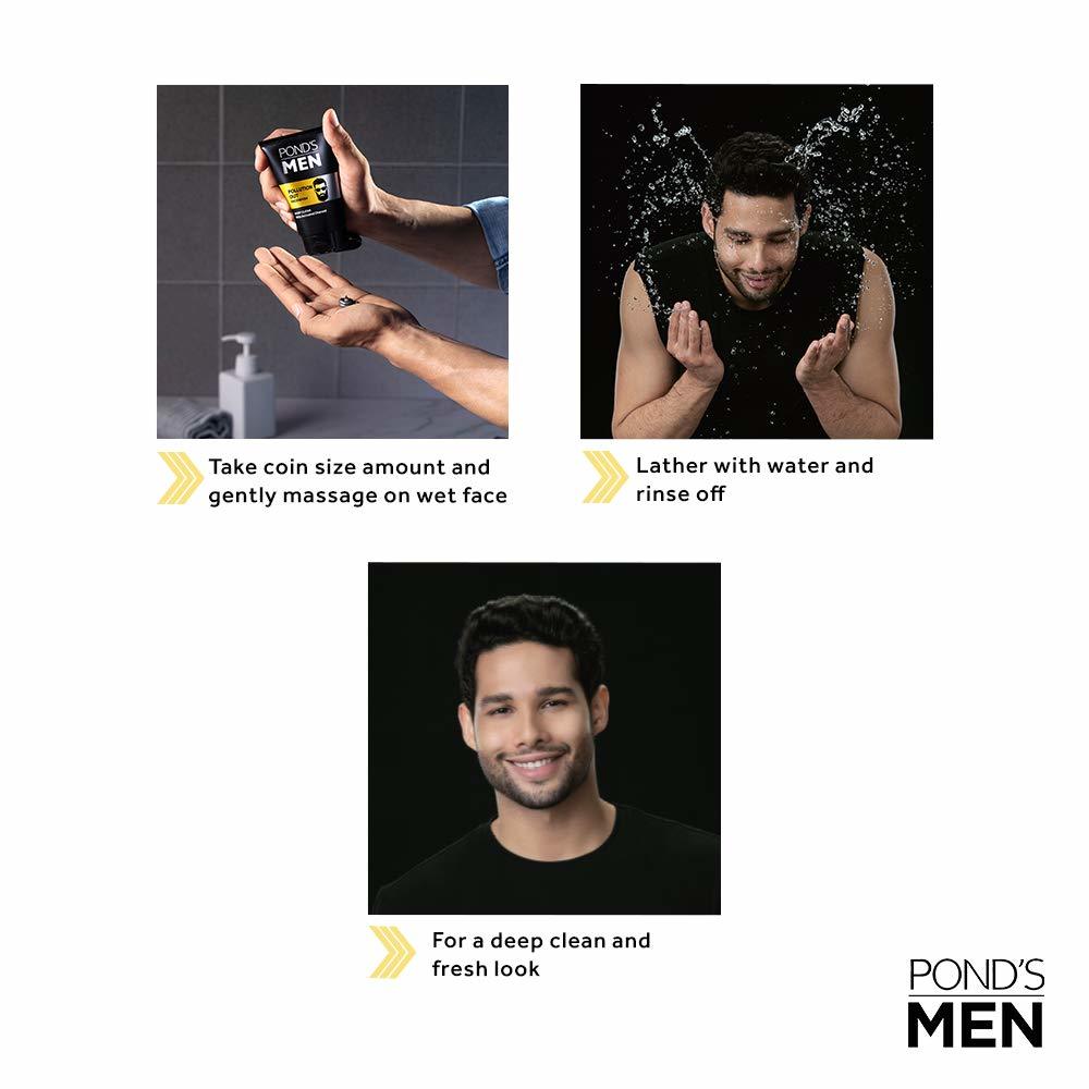 Ponds Men Pollution Out Activated Charcoal Deep Clean Facewash - 100g