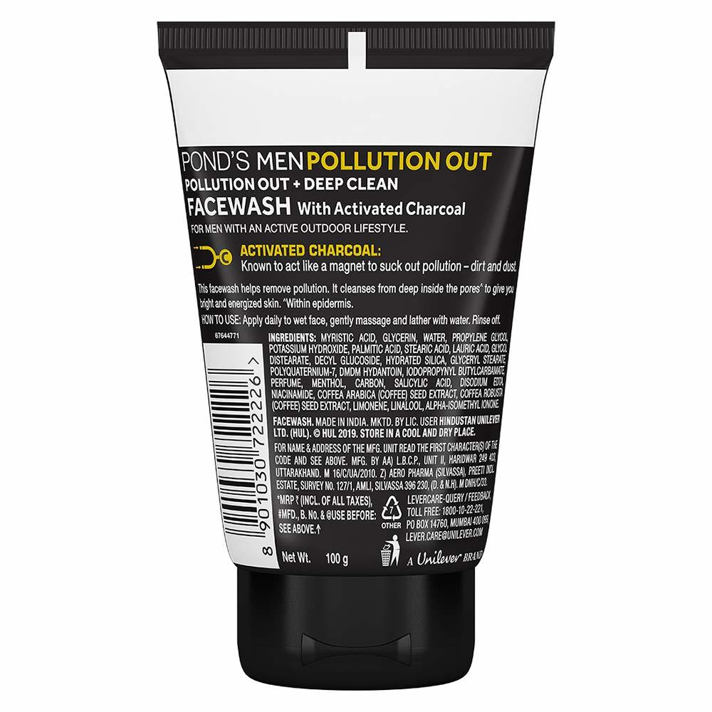 Ponds Men Pollution Out Activated Charcoal Deep Clean Facewash - 100g