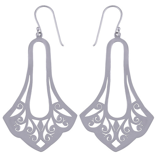HANDCARFTED FLIGREE PLAIN 925 STERLING SOLID SILVER EARRINGS