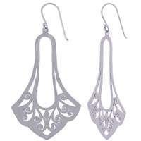 HANDCARFTED FLIGREE PLAIN 925 STERLING SOLID SILVER EARRINGS