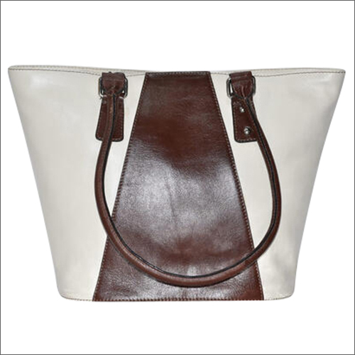 Handmade Vegetable Tanned Leather White And Brown Handbag