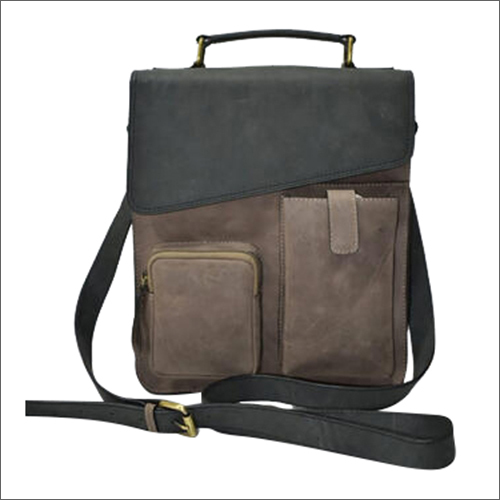 Brown Hunter Leather Double Pocket Handbag