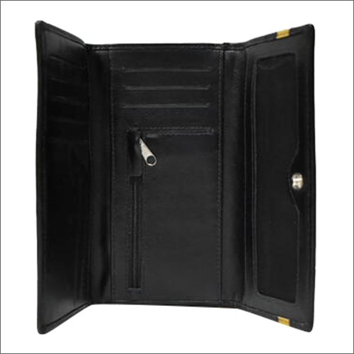 Vegetable Tanned Leather Black Ladies Wallet By VS LEATHER EXPORTS