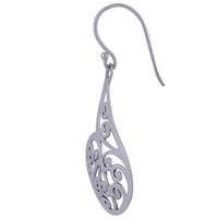 HANDCARFTED FLIGREE PLAIN 925 STERLING SOLID SILVER EARRINGS