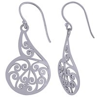 HANDCARFTED FLIGREE PLAIN 925 STERLING SOLID SILVER EARRINGS