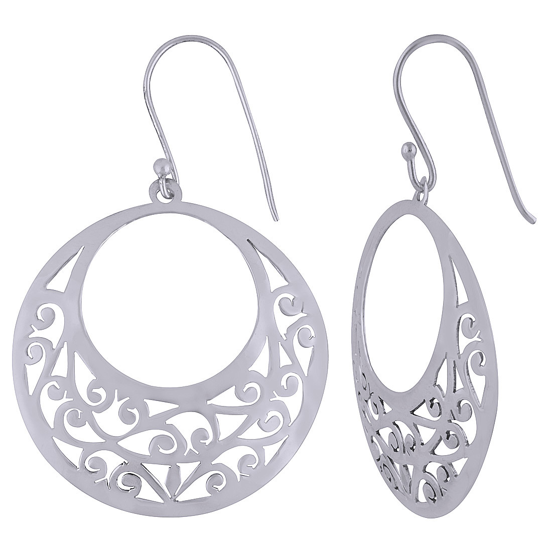 HANDCARFTED FLIGREE PLAIN 925 STERLING SOLID SILVER EARRINGS