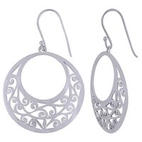 HANDCARFTED FLIGREE PLAIN 925 STERLING SOLID SILVER EARRINGS
