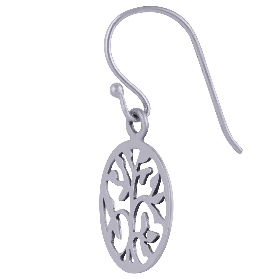 ROUND TREE FRAME PLAIN 925 STERLING SOLID SILVER EARRINGS