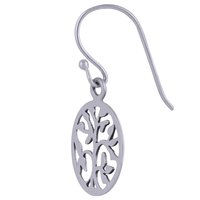 ROUND TREE FRAME PLAIN 925 STERLING SOLID SILVER EARRINGS