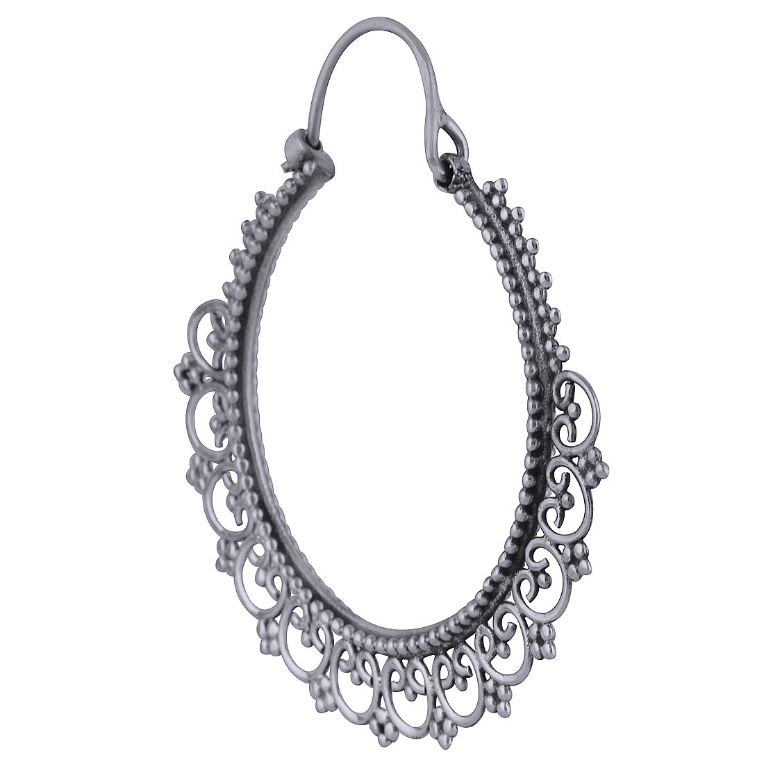 GORGEOUS HAND WORK AROUND PLAIN 925 STERLING SOLID SILVER EARRINGS