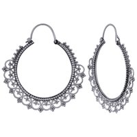 GORGEOUS HAND WORK AROUND PLAIN 925 STERLING SOLID SILVER EARRINGS