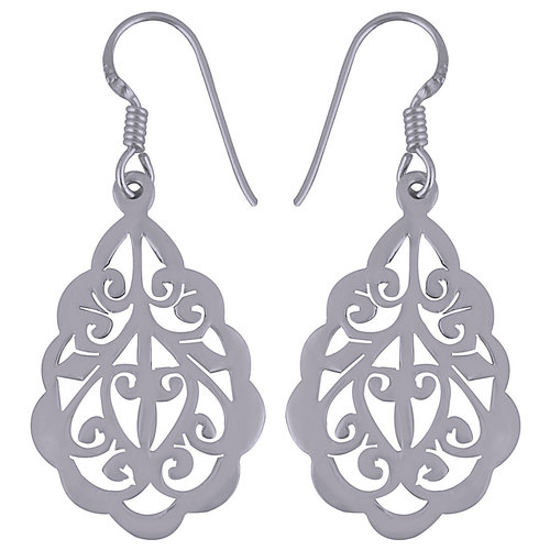 FLIGREE IMITATE PLAIN 925 STERLING SOLID SILVER EARRINGS