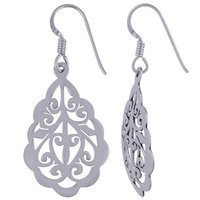FLIGREE IMITATE PLAIN 925 STERLING SOLID SILVER EARRINGS